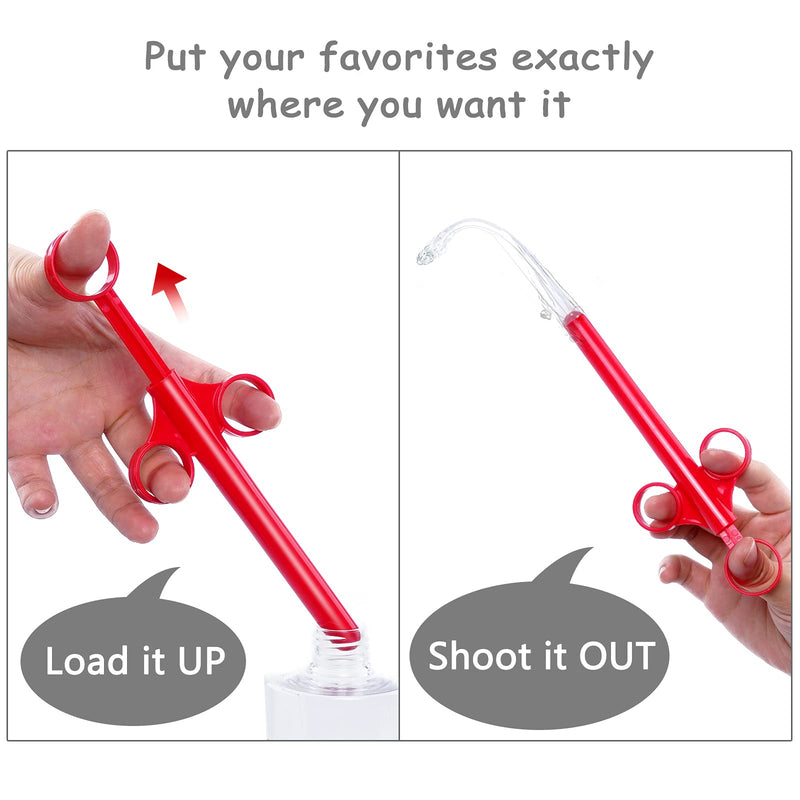 [Australia] - ANGCURE Lube Applicator Syringes, Lubricant Tube Shooter with Smooth Rounded Cap for Men, Women & Couples, Reusable, Easy Use & Clean [10ml Scales][Red & White] 