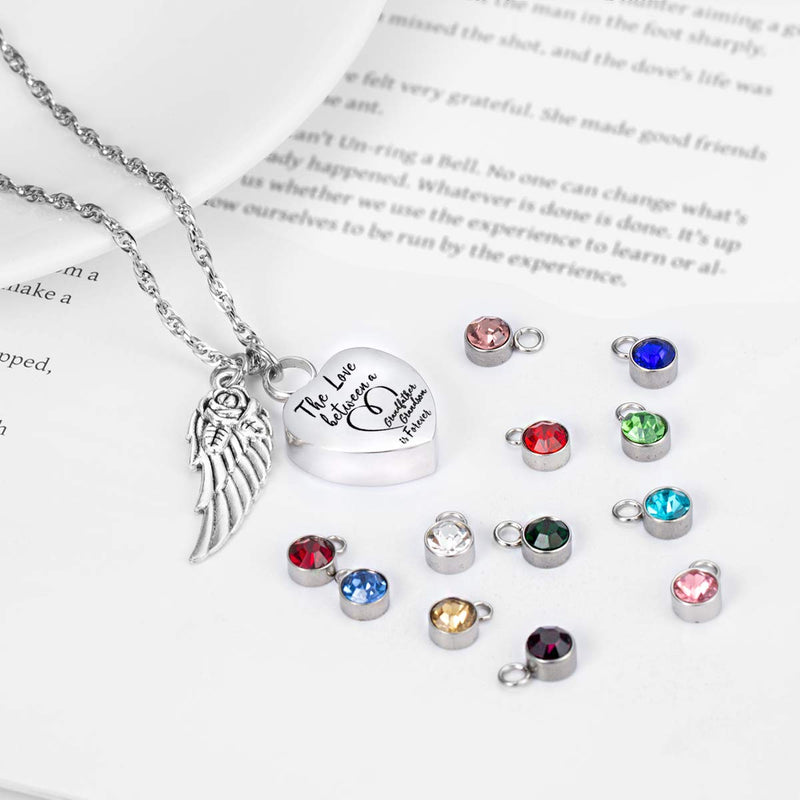 [Australia] - Glimkis The love between a Grandfather and Grandson is forever Cremation Memorial Ashes Pendant urn necklace Cremation Jewelry Grandfather & Grandson+12pc Birthstones 