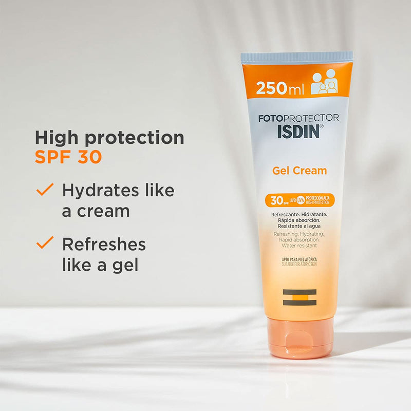 [Australia] - ISDIN Gel Cream SPF 30 250ml | Cooling and Hydrating Body Sun Cream | Fast Absorbing 
