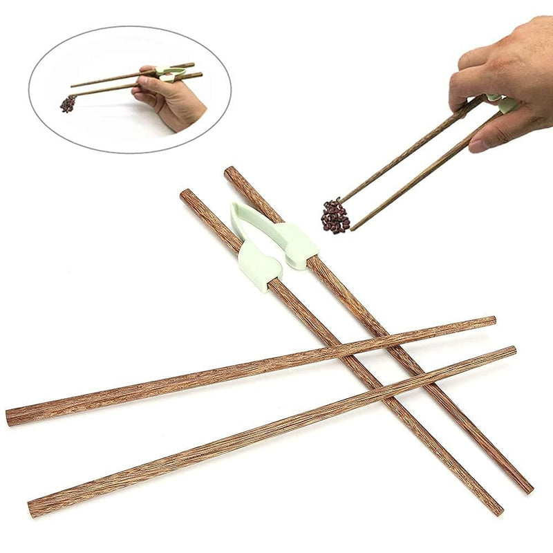 [Australia] - 2 Pairs Training Chopsticks for Adults, Wooden Reusable Anti-Shaking Chopstick Helpers Eating Aids for Kids Beginner Elderly Disabled Arthritic Hands 