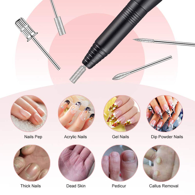 [Australia] - Cattino Electric USB Nail Drill Machine, Electrical Acrylic Nail File Nail Art Supplier for Acrylic, Gel Nails, Professional USB Nail Buffer Manicure Pedicure Polishing Tools for Home Salon Use, Black 