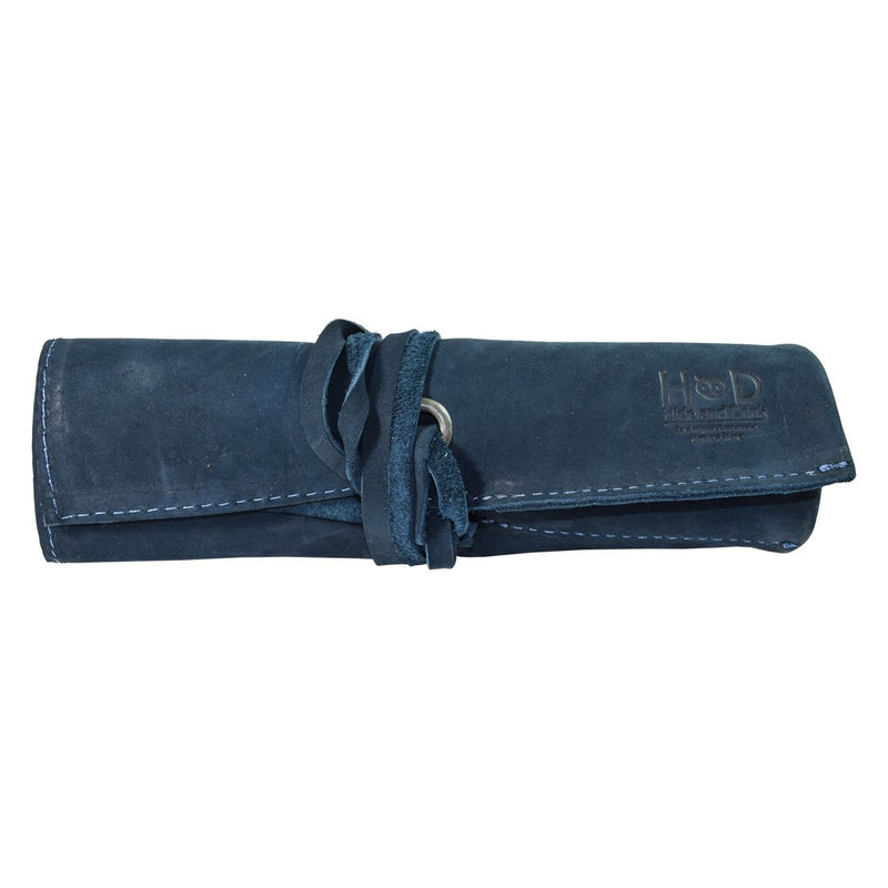 [Australia] - Hide & Drink, Durable Leather Travel Watch Roll Organizer Holds Up To 4 Watches, Handmade Includes 101 Year Warranty :: Blue Suede 