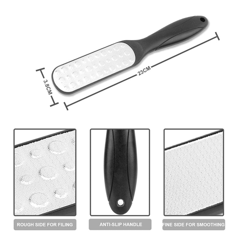 [Australia] - Foot Callus Remover 3Pcs, Foot File Set for Hard/Dead Skin, Stainless Steel Foot Rasp for Cracked Feet, Foot Scraper for Wet/Dry Skin, Pedicure Kit by Dualeco Black 