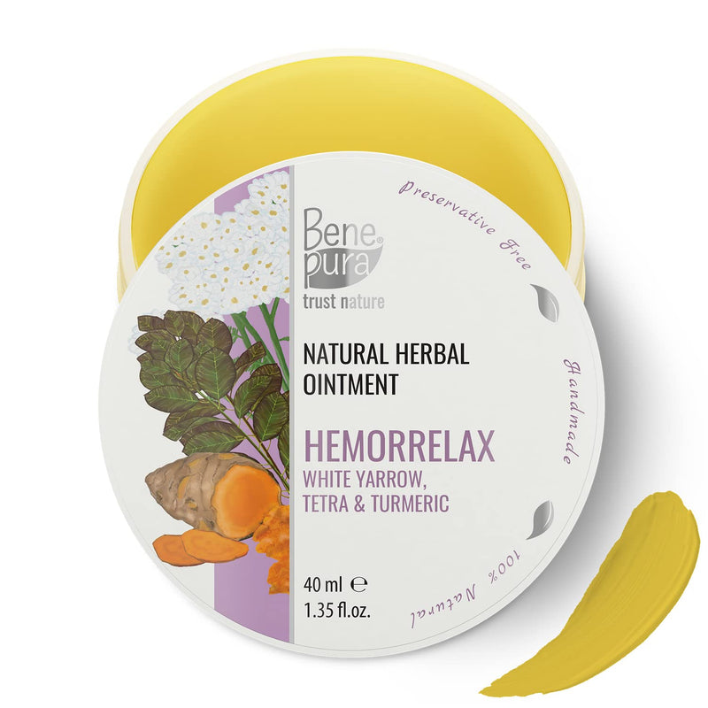 [Australia] - BenePura Hemorrhoids Ointment - Natural Hemorrhoids Cream and Piles Cream - Soothes Burning, Itching and Discomfort - Hemmoroids Ointment - Haemorrhoids Cream - White Yarrow Treatment - 40 ml 