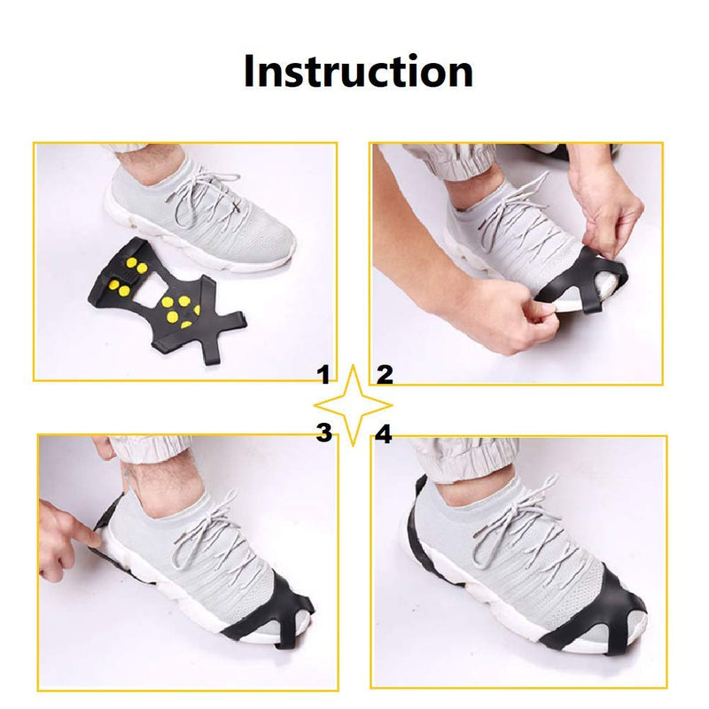 [Australia] - Fiersh Ice Cleats - Snow Grips Crampons Anti-Slip Traction Cleats Ice & Snow Grippers for Shoes and Boots - 10 Steel Studs Slip-on Stretch Footwear for Women Men Kids (Extra 10 Studs) Small 