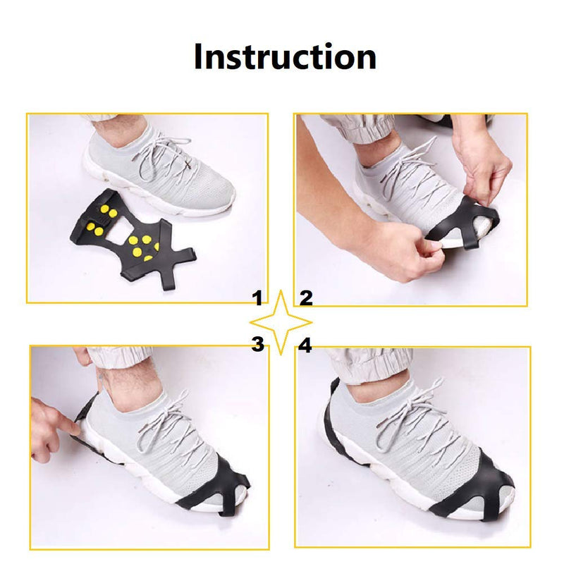 [Australia] - Aerexier Ice Cleats Snow Grips - Anti-Slip Crampons Traction Cleats Ice & Snow Grippers 10 Steel Studs for Women Men Kids’ Shoes and Boots (Extra 10 Studs) Small [Women(5-7)/Men(3-5)] 