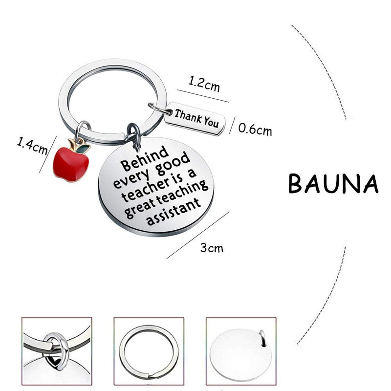 [Australia] - BAUNA Teaching Assistant Gift Behind Every Good Teacher is A Great Teaching Assistant Teacher's Aide Key Chain TA Gift Thank You Gift for Teaching Assistant Teaching Assistant Keychain 