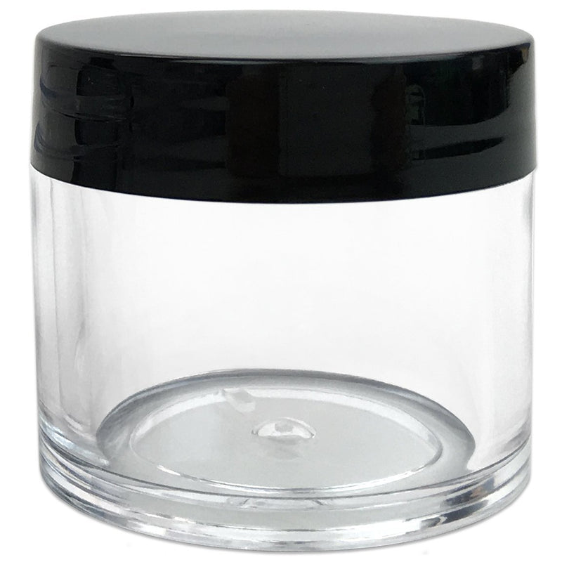 [Australia] - Beauticom 6 Piece 1 oz. USA Acrylic Round Clear Jars with Flat Top Lids for Creams, Lotions, Make Up, Cosmetics, Samples, Herbs, Ointments (6 Pieces Jars + Lids, BLACK) 6 Pieces Jars + Lids 