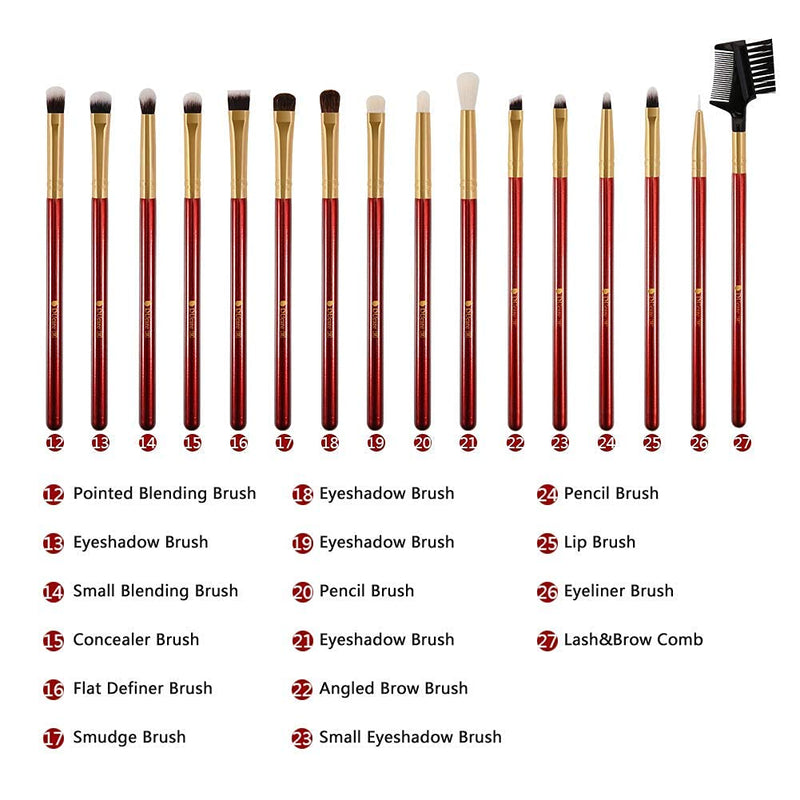 [Australia] - DUcare Makeup Brushes with Box 27Pcs Professional Makeup Brush Set Premium Synthetic Hair Kabuki Foundation Blending Make Up Brushes Kit, Gift for Women- Red red27pcs 