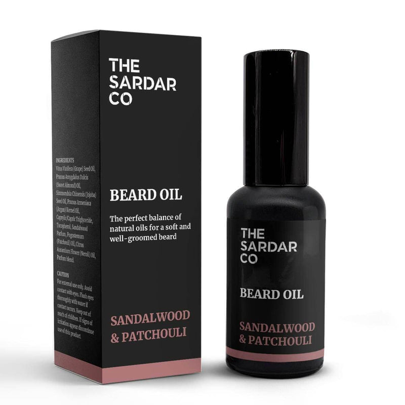 [Australia] - Sandalwood & Patchouli Beard Oil - Hydrate and Condition Your Beard - Organic Argan & Jojoba Oil Perfect For Beard Growth 