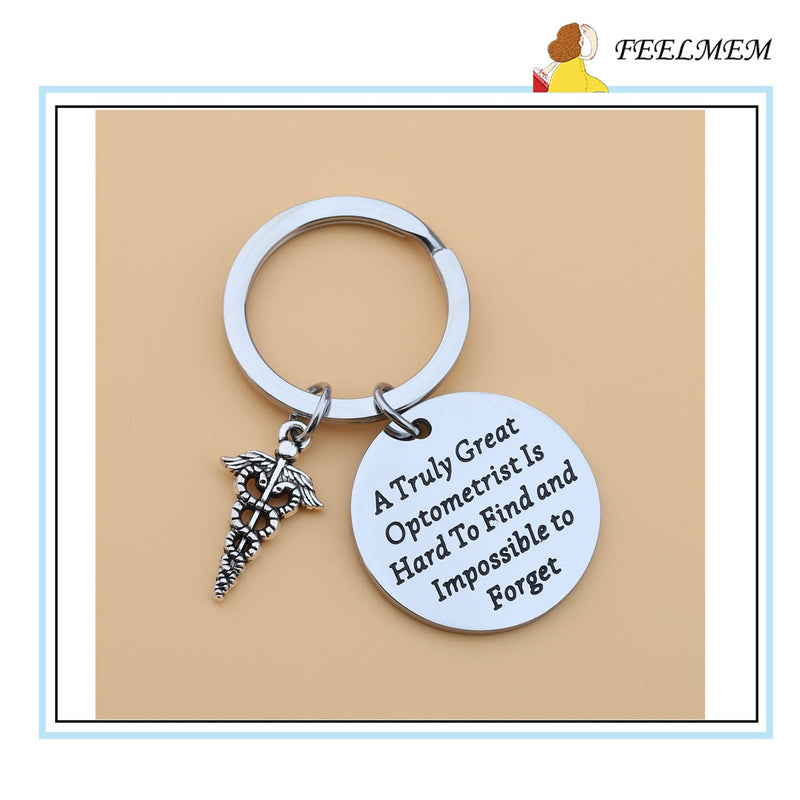 [Australia] - FEELMEM Optometrist Gift Optician Gift A Truly Great Optometrist is Hard to Find and Impossible to Forget Keychain Optometry Jewelry Gift for Optometrist Eye Doctor silver 