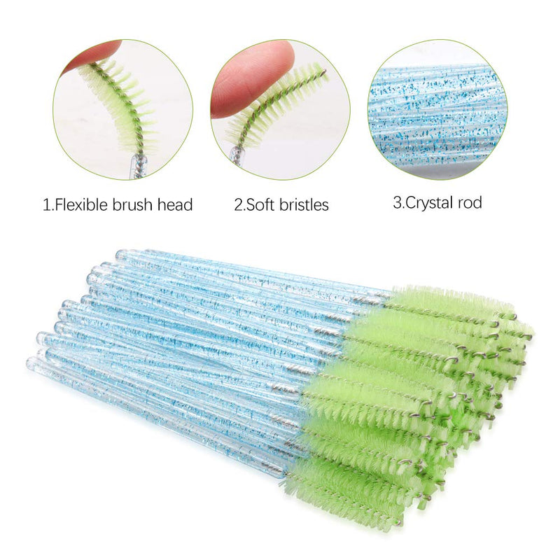 [Australia] - 300 Pack Mascara Wands Disposable Eyelash Extension Tool Eye Lash Brushes Makeup Applicator Kit, Crystal Blue/Light Green Light Green 