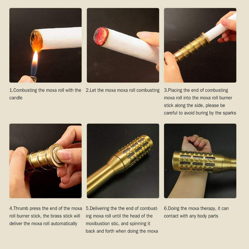 [Australia] - Moxa Stick Burner Holder Moxa Box Portable Healing Acupuncture Roller for Brass Moxibustion Back Messager 