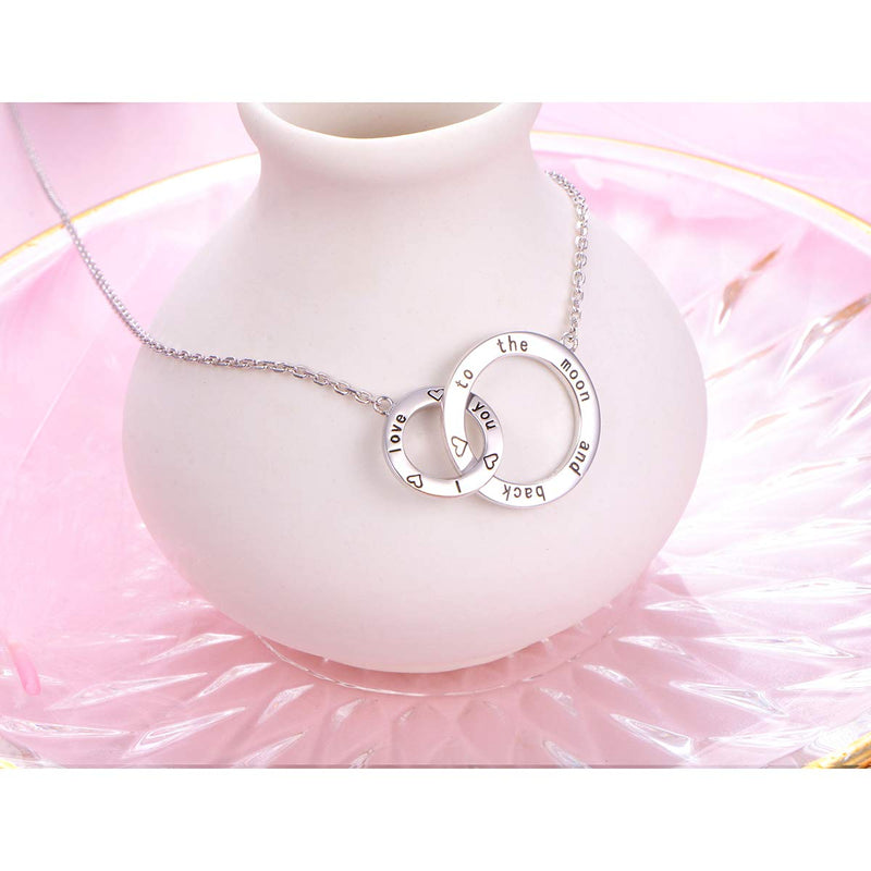 [Australia] - S925 Sterling Silver Mother's Love Heart Pendant Necklace Gift for Women Wife Mother Daughter 03_I love you to the moon and back 