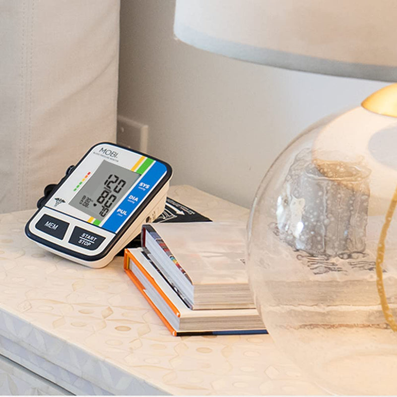 [Australia] - MOBI Health Automatic Arm Blood Pressure Automatic Blood Pressure Cuffs, Adjustable Cuff W Large or Small, LCD Display Monitors Pulse Rate Irregular Heart Rate Monitor Medical Machine & Carry Case 