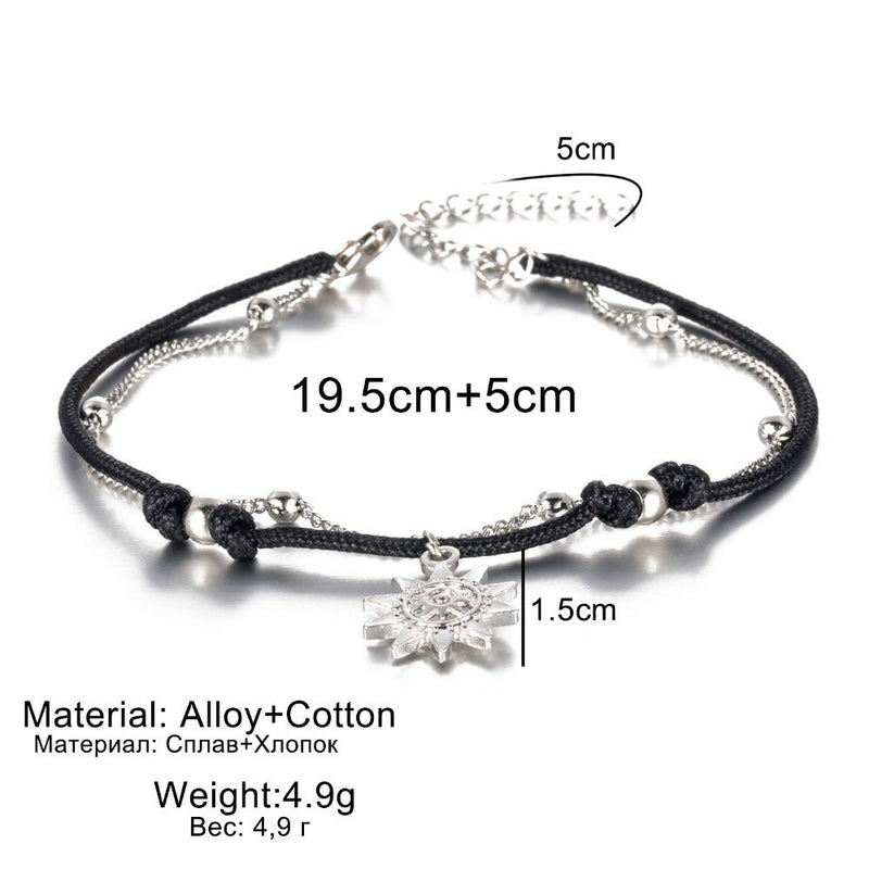 [Australia] - Boho Turtle Anklet Starfish Multilayer Charm Anklet Handmade Adjustable Beach Foot Chain Anklets for Women style 2 