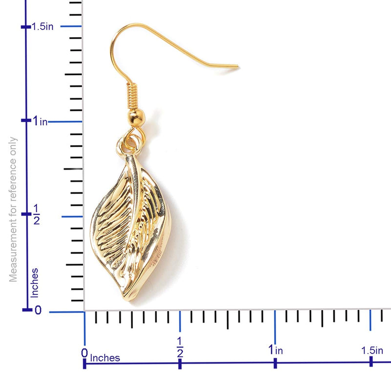 [Australia] - Shop LC Delivering Joy ION Plated Yellow Rose Gold Stainless Steel Leaf Earrings Necklace for Women Fashion Costume Jewelry Set 22" Yellow Gold 