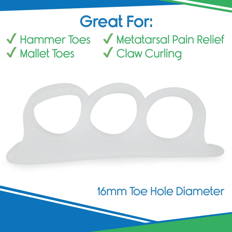 [Australia] - ViveSole Hammer Toe Straightener 3 Loop (4 PK) Corrector Cushion for Women, Men - Bunion Foot Relief - Feet Alignment for Curled Claw Crooked and Mallet Toes - Right and Left Gel Guard - Overlap Spreader 
