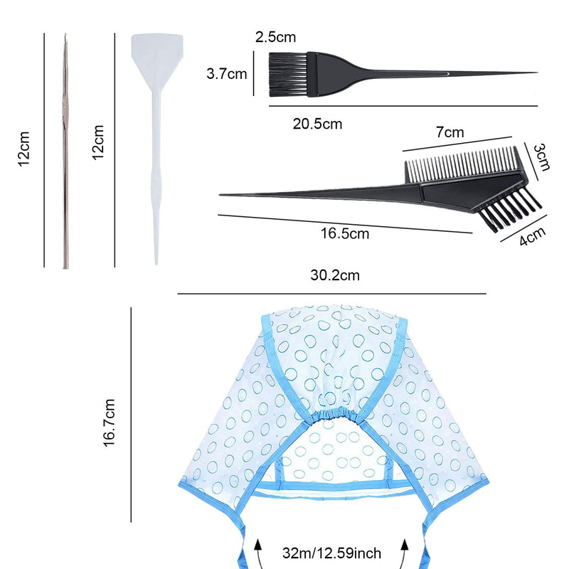 [Australia] - NITAIUN 12 Pcs Hair Highlighting Kit, 4 Pcs Hair Disposable Frosting Cap with Plastic Hook Needles, 2 Hair Dye Comb Hair Dye Brushes Salon Home Use Hair Coloring Supplies (12 Pcs) 