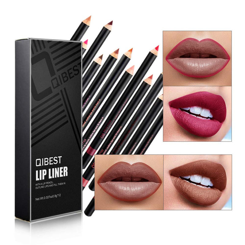 [Australia] - 12Pcs Lot Set 12 Colors Lip Liner Pencil Waterproof Non-marking Matt Velvet Lipstick Pen 