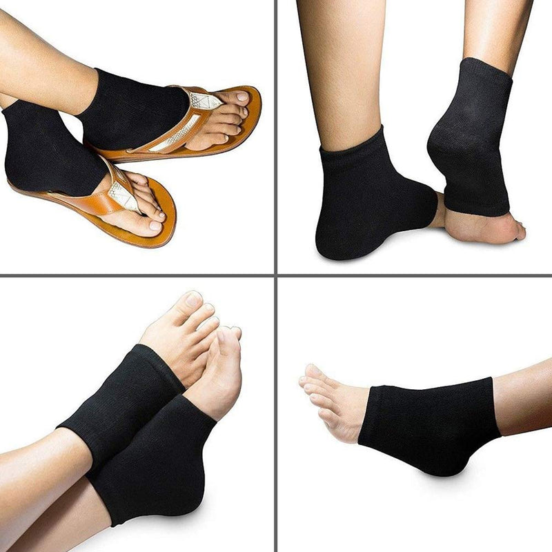 [Australia] - Dr.Pedi Moisturizing Heel Socks for Cracked Heel Sleeves Foot Cream for Dry Cracked Feet Gel Socks 2Pair (Black+White) Black+White 