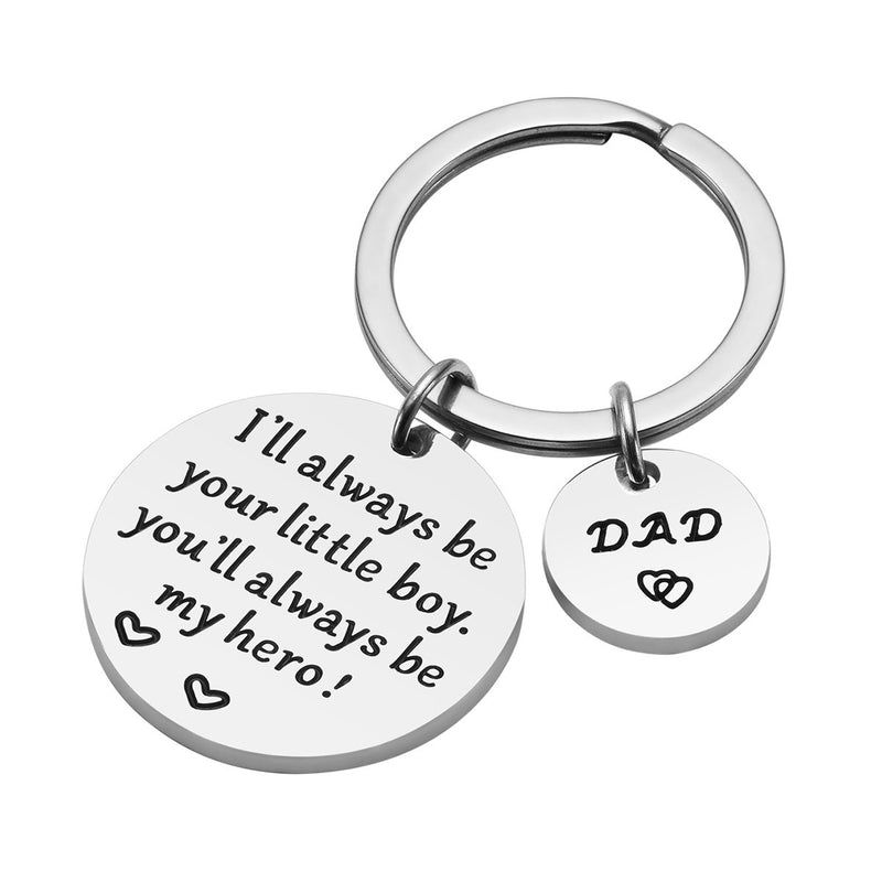 [Australia] - Father’s Day Gift - Dad Gift from Son for Birthday, I'll Always Be Your Little Boy, You Will Always Be My Hero Keychain 