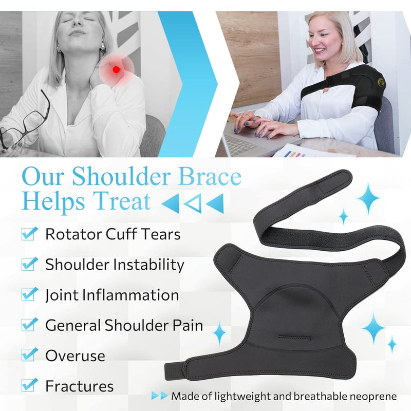 [Australia] - HOPPOLE Adjustable Shoulder Brace, Compression Shoulder Support,Shoulder Strap for Men Women, Relief for Shoulder Injuries, Tendonitis Black One Size 