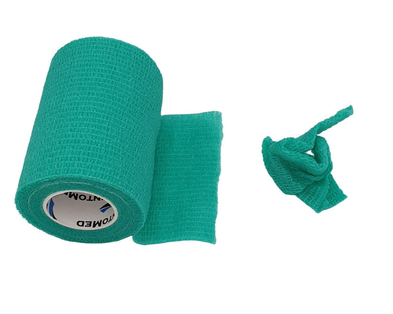 [Australia] - PintoMed - 10 x Green - Cohesive Bandage Stretched 10 Rolls x 10 cm x 4.5m Self-Adhesive Flexible Bandages, First Aid Sports Wrap Bandages - Pack of 10 
