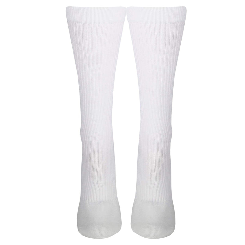 [Australia] - NuVein 15-20 mmHg Medical Compression Socks, Mid Calf Crew Length, Padded Cushion Foot, White, Large Large (1 Pair) 