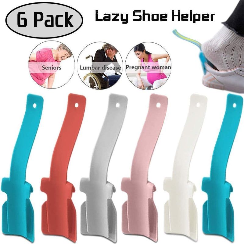 [Australia] - 6 Pcs Lazy Shoe Helper Portable Sock Slider - Handled Shoe Horn - Shoe Lifting Helper Easy on Easy Off, Plastic Shoehorn for Men, Women 