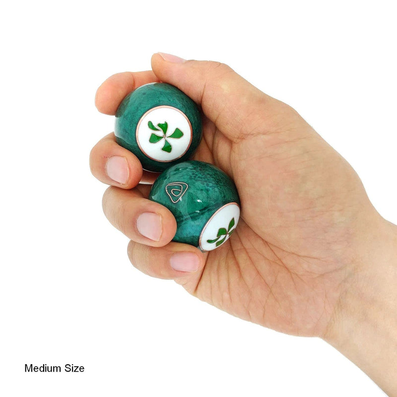 [Australia] - Top Chi Four Leaf Clover Baoding Balls with Bamboo Stand (Medium 1.6 Inch) Medium 1.6 Inch 