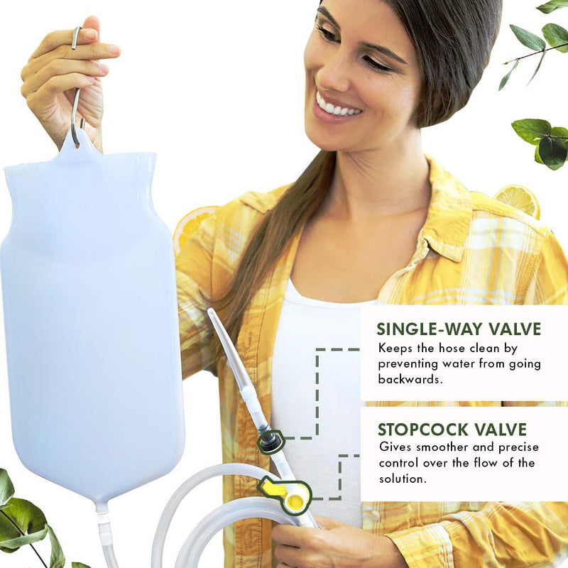 [Australia] - Enema Tubing Replacement Pack for Bucket and Silicone Bag - Includes Clamp, Stopcock, 4 Nozzles, Single-Way Valve, and 6ft Tube by Mikacare 