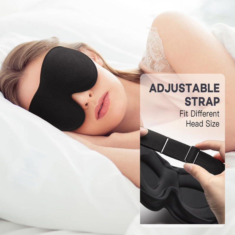 [Australia] - onaEz Sleep Masks, 2023 Upgraded 100% Darkness 3D Sleep Eye Mask with 12mm Recessed Eye Sockets, Breathable Comfortable Soft Milk Ice Silk Sleeping Mask for Traveling Napping All Night Sleeping Yoga Black 