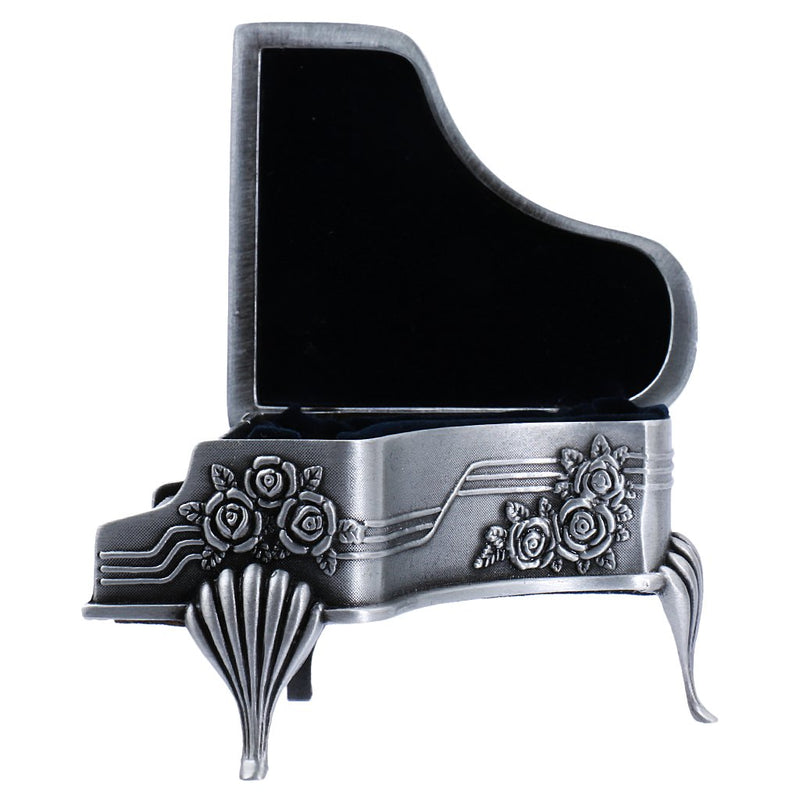 [Australia] - Aimeio Vintage Jewelry Box Metal Treasure Box Antique Piano Shape Metal Jewelry Box Princess Jewelry Makeup Organizer with Flower Carved 