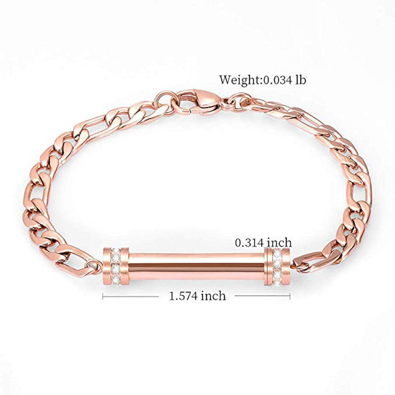 [Australia] - Hearbeingt Memorial Bracelet, Cylinder Cremation Jewelry Urn Bangle for Ashes, Classic Crystal Cremation Keepsake Ashes Holder Made of Stainless Steel with Free Fill Kit Rose Gold 