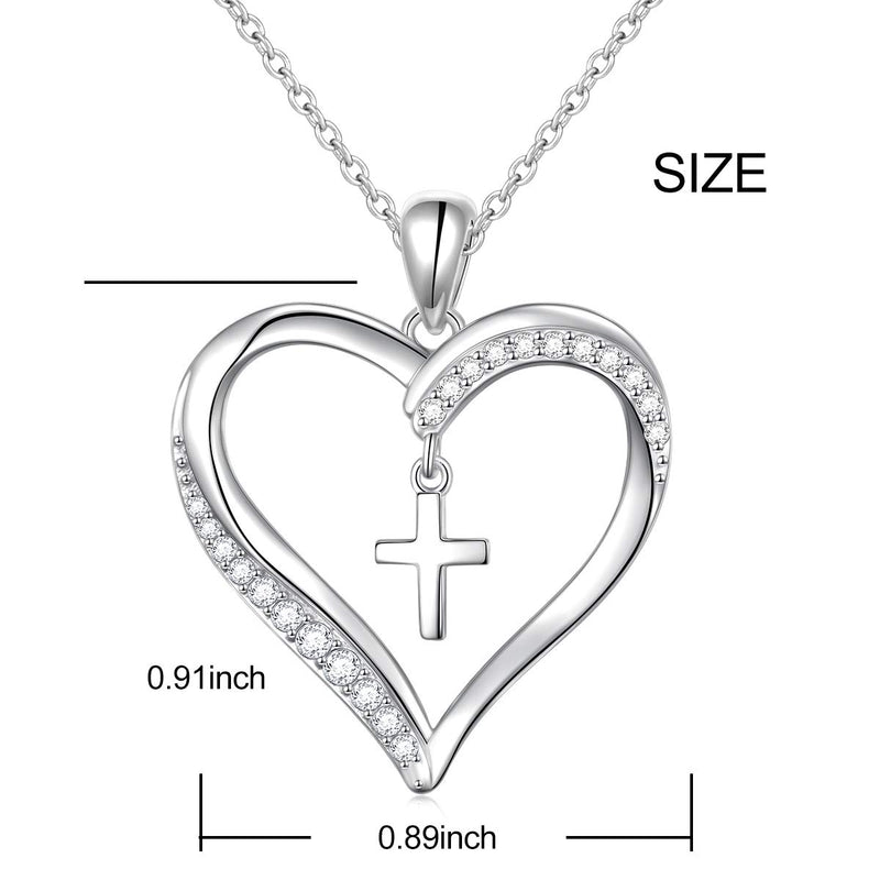 [Australia] - 925 Sterling Silver Cubic Zirconia Faith Hope Love Cross Pendant Necklace for Women Teen Girls Y Lariat Necklace with Adjustable Chain First Communion Easter Gifts Dancing Cross 