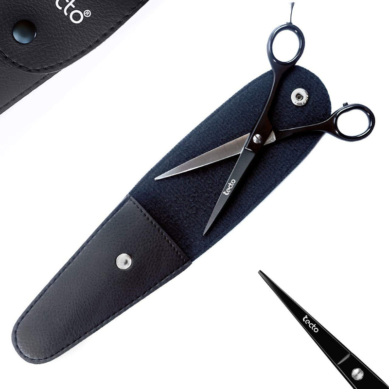 [Australia] - TECTO Hair Cutting Scissors Professional 6.6 inches - Stainless Steel Barber Scissors, Extra Sharp Hair Cutting Shears For Men & Women with Free Leather Case 