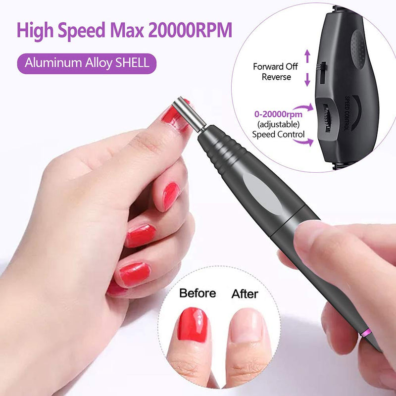 [Australia] - Electric Nail Drill, Portable Acrylic Nail Kit Machine, Nail File for Acrylic, Gel Nails, Manicure Pedicure Polishing Shape Tools Design for Home Salon Use grey 