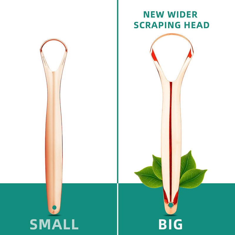 [Australia] - Copper Tongue Scrapers for Adults(2 Pack) with Travel Case, Cure Bad Breath (Medical Grade), Stainless Steel Tongue Cleaners, 100% BPA Free Metal Tongue Scrapers Fresher Breath in Seconds.by RONAVO Wider-rose Gold 
