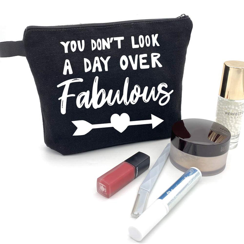 [Australia] - HomeLove Inc. you don't look a Day Over Fabulous Funny black Makeup Cosmetic Zipper Pouch Toiletry Travel Bag 