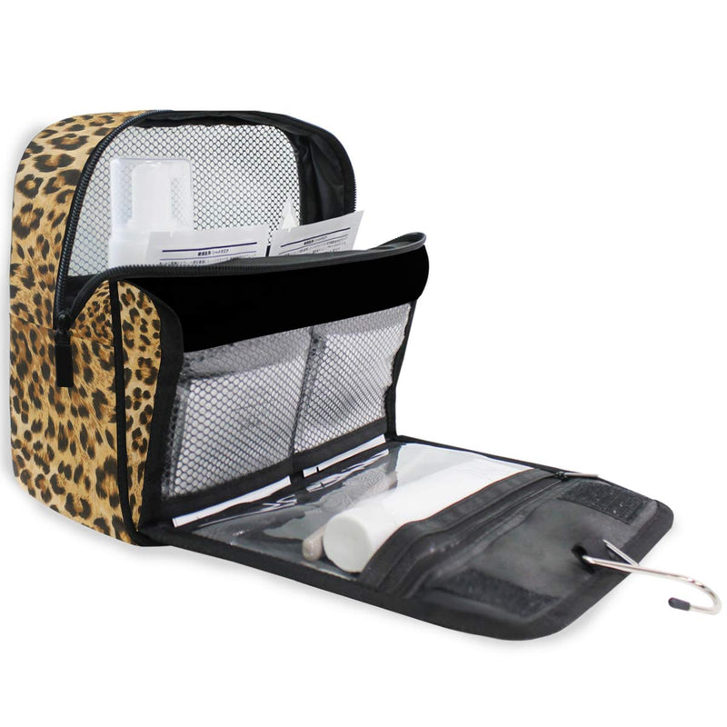 [Australia] - Bardic Hanging Travel Toiletry Bag Vintage Leopard Print Large Capacity Makeup Cosmetic Bag Portable Toiletry Kit Organizer 