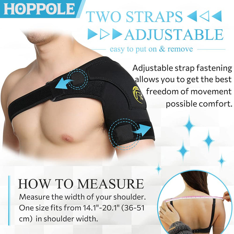[Australia] - HOPPOLE Adjustable Shoulder Brace, Compression Shoulder Support,Shoulder Strap for Men Women, Relief for Shoulder Injuries, Tendonitis Black One Size 