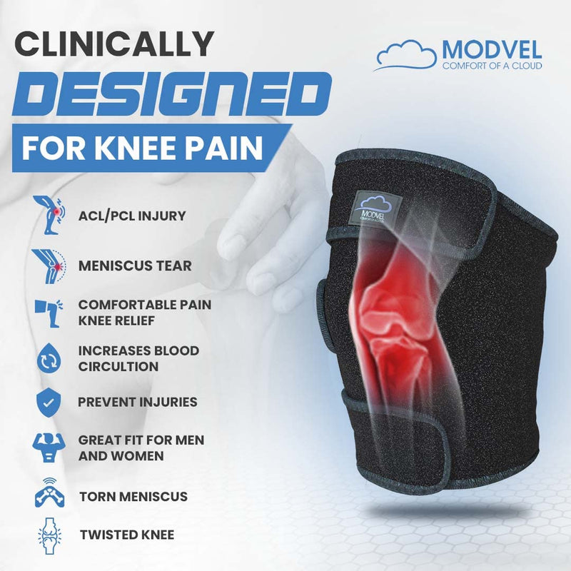 [Australia] - MODVEL Knee Brace with Side Stabilizers | FSA or HSA eligible | Patella Gel Pads Knee Support Braces for Knee Pain, Meniscus Tear,ACL,MCL,Arthritis, Joint Pain Relief,Injury Recovery-4 Sizes. Black XX-Large 