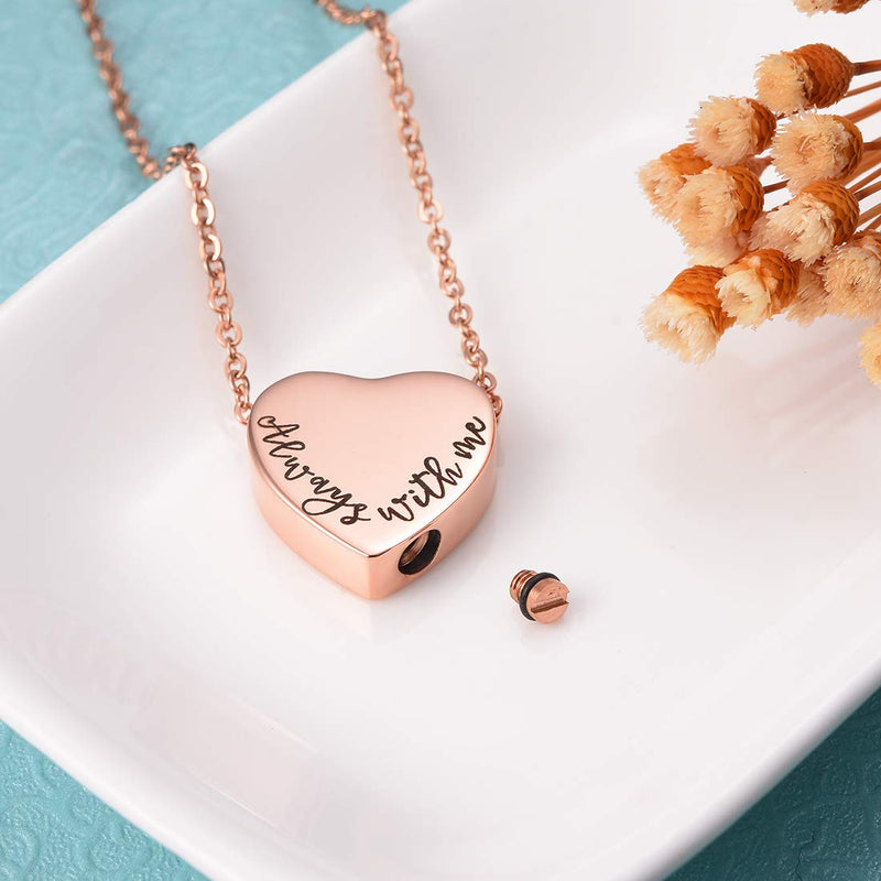 [Australia] - Cat Eye Jewels Stainless Steel A Piece of mMy Heart has Wings Heart Pendant Cremation Keepsake Ash Holder Memorial Urn Necklace for Ashes with Funnel Kit Rose Gold & Black Multi 