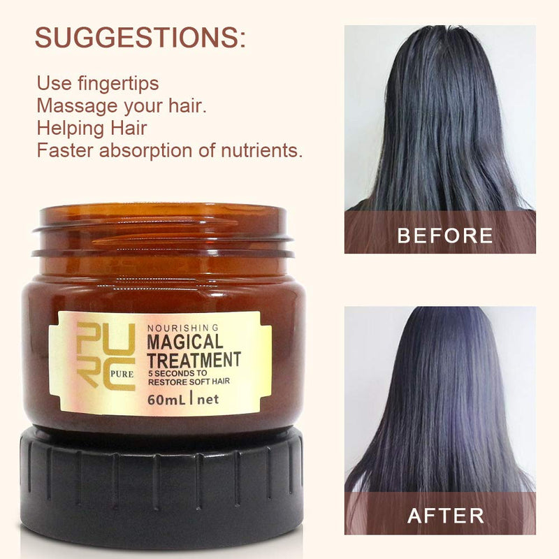 [Australia] - Magical keratin Hair Treatment Mask 5 Seconds Hair Root Repair 60ML Nourishing Soft Hair Tonic Keratin Hair Scalp Treatment, Recover Elasticity & lustrous & Soft Hair 60 ml (Pack of 1) 