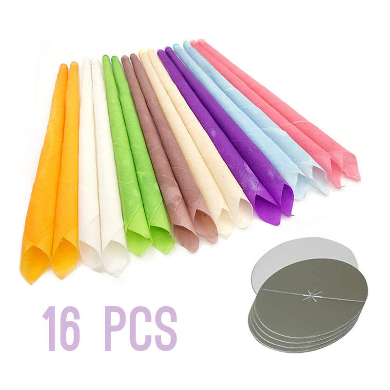 [Australia] - Organic Hopi Ear Candles for Blocked Ears - All Natural Ear Wax Remover GLAMZA 100% Natural Beeswax Candle - 16pcs (8 Pairs) with 8 Protective Disc Cones for Safe & Effective Ear Candling 