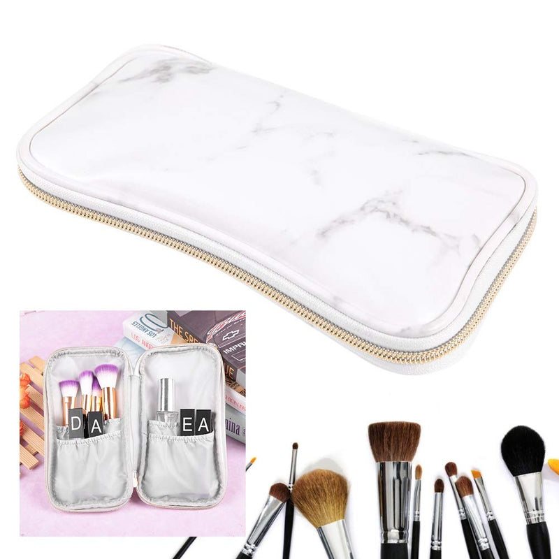 [Australia] - Portable Artist Marble PU Leather Bag, Zipper Makeup Brushes Bag 