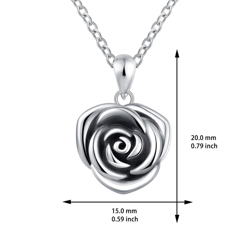 [Australia] - ACJFA Sterling Silver Rose Flower Cremation Urn Pendant Necklace Keepsake Ashes Memorial Jewelry for Women Oxidized 