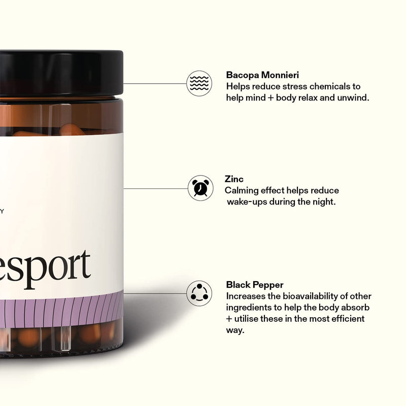 [Australia] - Puresport Unwind Deep Sleep Nootropic Sleep Supplement | 60 Capsules | Ashwagandha, Montmorency Cherry & L-Theanine | Relax & Unwind Unwind Sleep Nootropic 