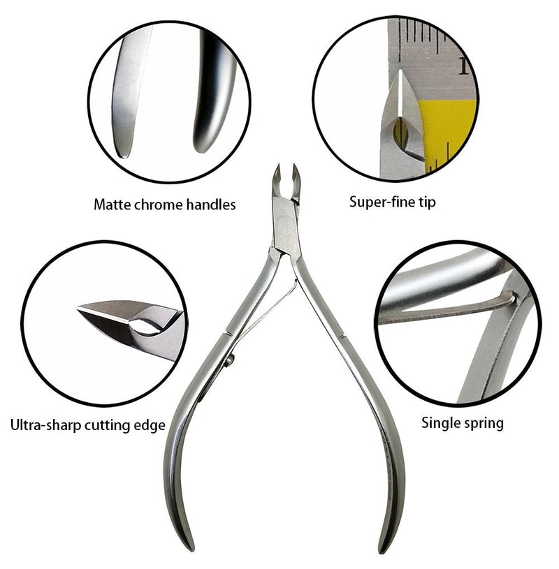 [Australia] - Rui Smiths Professional Cuticle Nippers | Precision Surgical-Grade Stainless Steel Cuticle Trimmer, French Handle D01 (Single Spring 4mm Jaw) Single Spring 4mm Jaw 